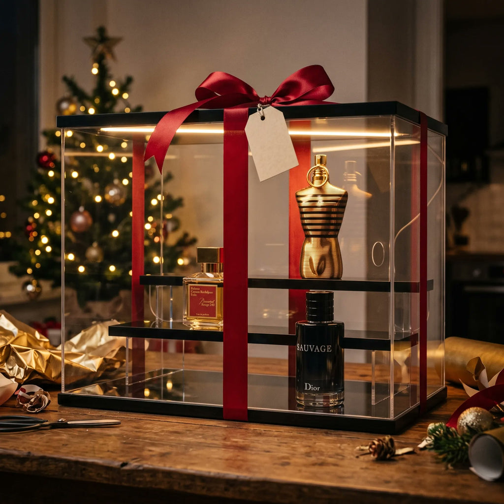 Scent Vault wrapped with a red ribbon as a Christmas gift